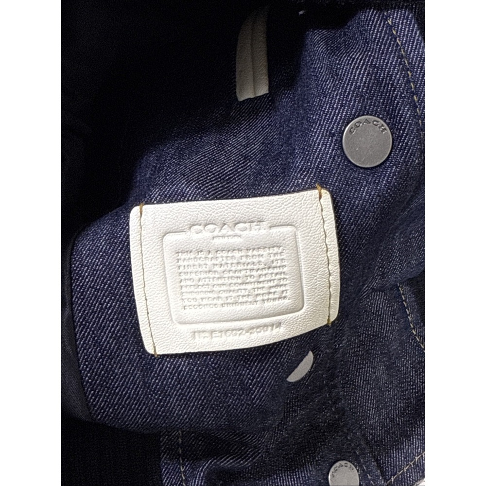 Coach Denim Varsity Jacket Womens Small Dark Wash‎ Blue Embroidered Cutesy Girly - Picture 11 of 14